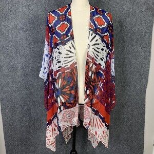 Catherine’s Sheer Beach Resort Kimono Cover-up Mixed Print One Size